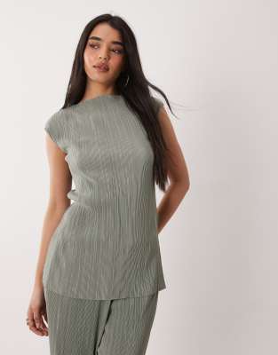 Calvin Klein Plissé Tunic In Green