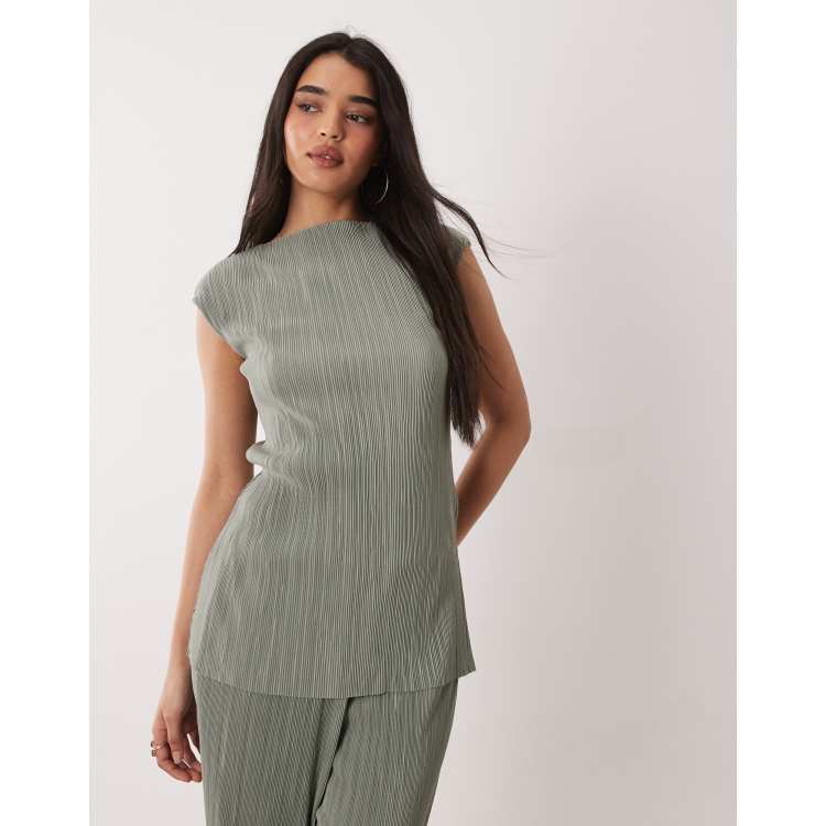 Calvin Klein pliss tunic in sage green - part of a set | ASOS