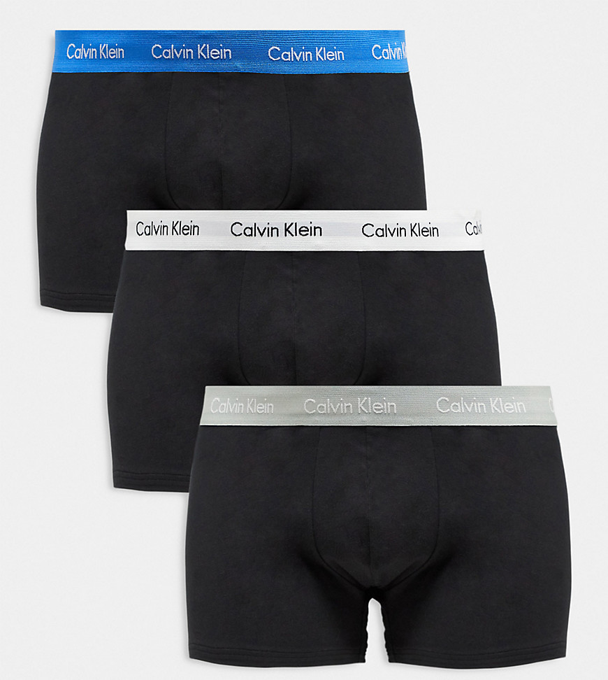 Calvin Klein Plus 3 Pack Cotton Stretch Low Rise Trunks In Black