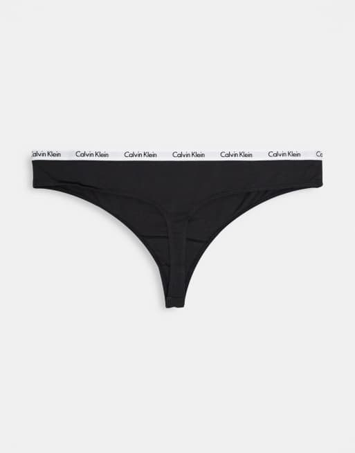 Calvin Klein Plus 3 pack thong in terracotta lilac and black