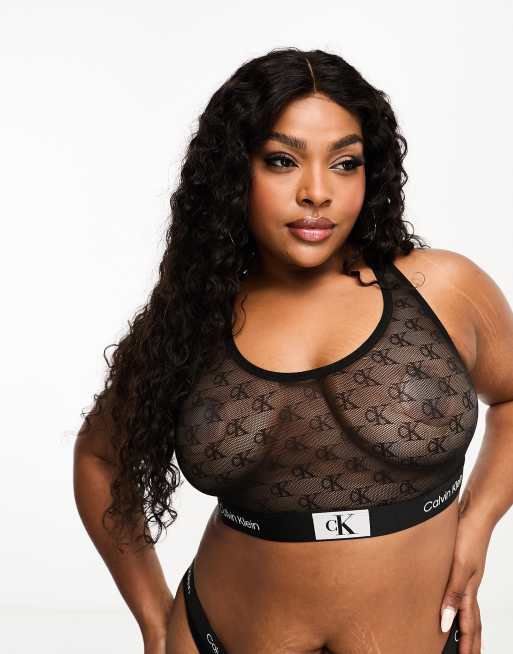 Calvin Klein Plus – Bustier in Schwarz mit Monogramm