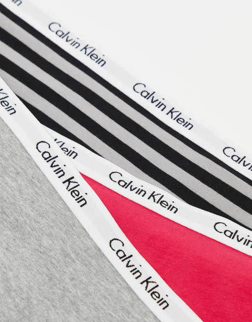 Calvin Klein Plus - Carousel - Pakke med 3 G-strenge med logo i pink/grå/stribet, 4 af 4