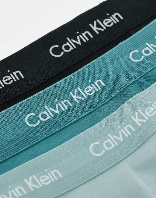 Calvin Klein Plus - Cotton Stretch - Pakke med 3 par grønne/sorte lavtaljede boksershorts, 3 af 3