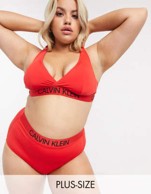 red plus size bikini top