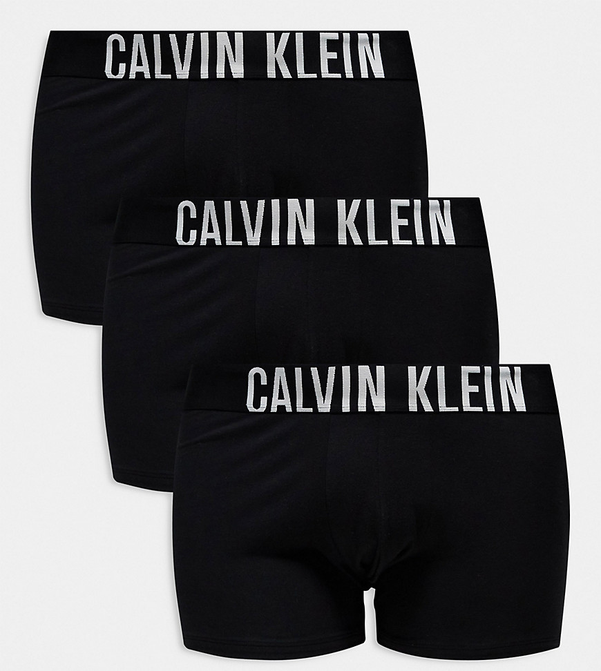 Calvin Klein Plus intense power cotton stretch trunks 3 pack in black