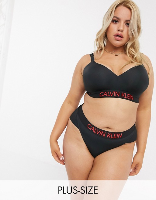 Calvin Klein Plus logo brazilian bikini bottom in black