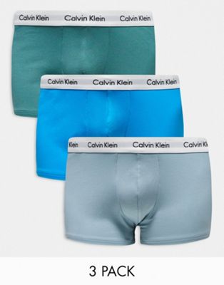 Calvin Klein Plus low rise cotton stretch trunks 3 pack in multi - ASOS Price Checker