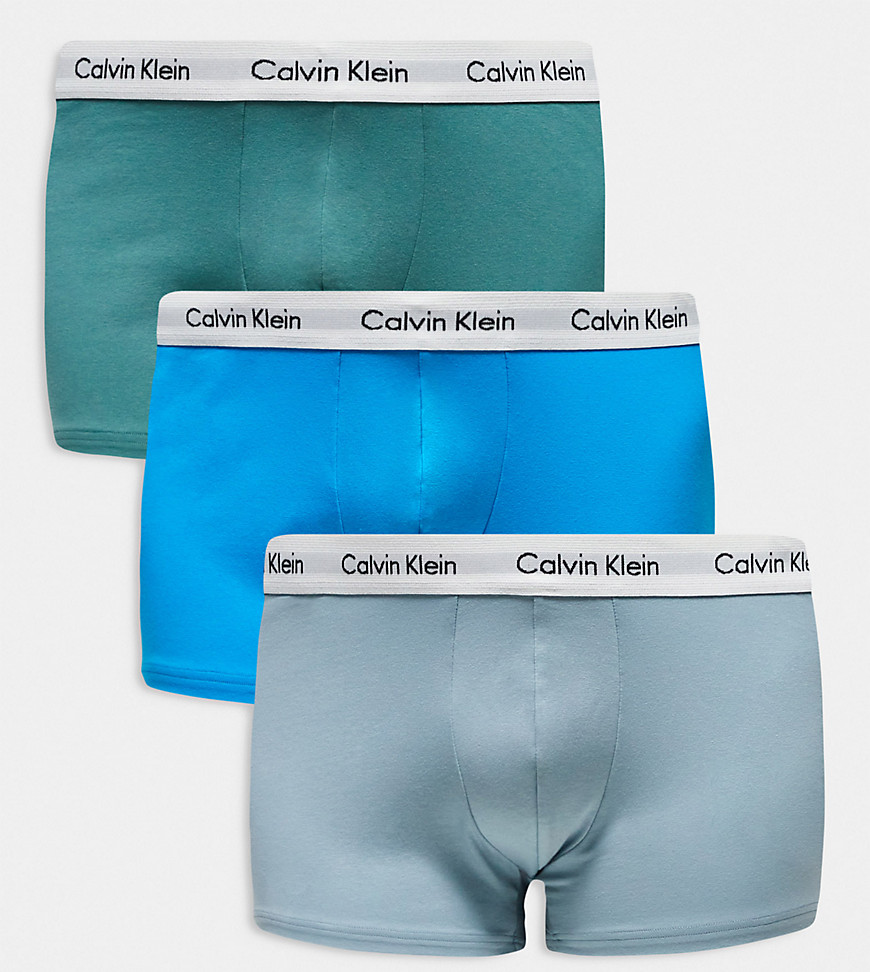 Calvin Klein Plus low rise cotton stretch trunks 3 pack in multi