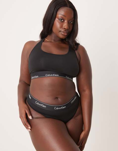 Calvin Klein Plus Modern Cotton logo waistband bikini briefs in black - view 1