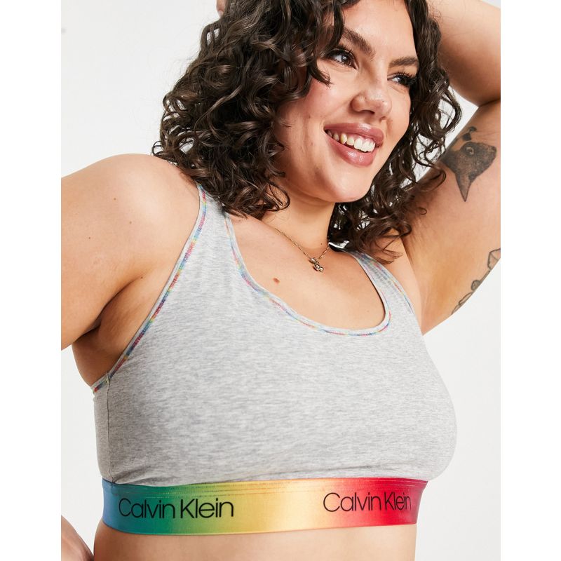 Designer Donna Calvin Klein Plus - Modern Cotton Pride - Brassière sfoderata, colore grigio arcobaleno