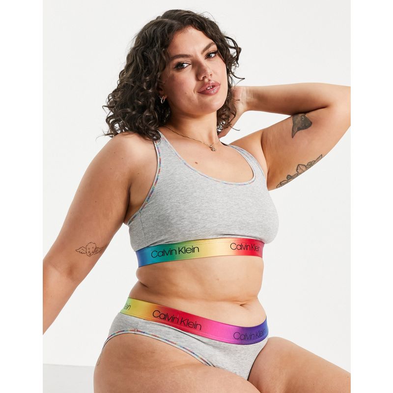 Designer Donna Calvin Klein Plus - Modern Cotton Pride - Brassière sfoderata, colore grigio arcobaleno
