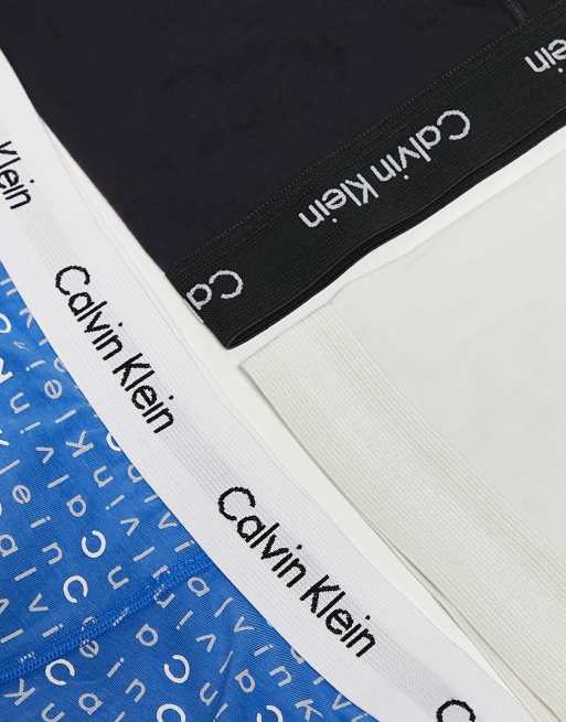 Calvin Klein Plus - Pakke med 3 par boksershorts med print i blå/marineblå/grå, 4 af 4