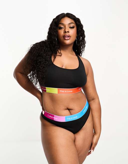 Calvin Klein Plus Kontrastdetail ASOS | Schwarz Bustier mit Pride in – Regenbogenfarben in Collection –