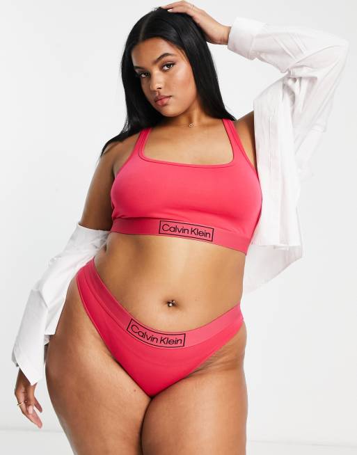 Calvin Klein Plus - Reimagined Heritage - Crop-bralette uden vattering i hot pink, 4 af 4