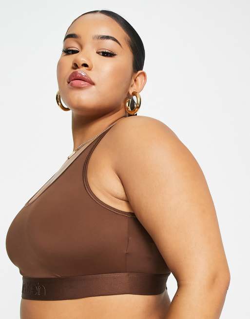 Calvin Klein Plus Size - Circle Of Women - Cropped bralette i brun mikrofiber, 3 af 4
