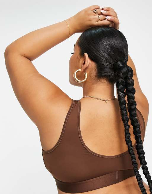 Calvin Klein - Plus Size - Circle Of Women - Cropped bralette van microvezel in omber - BROWN, 2 van 4