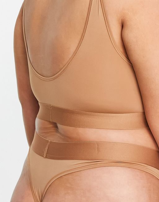 Calvin Klein Plus Size Circle Of Women microfiber thong in sandalwood - TAN, 2 of 4