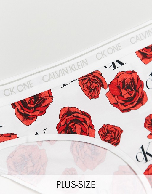 Calvin Klein Plus Size CK One Cotton floral roses bikini brief