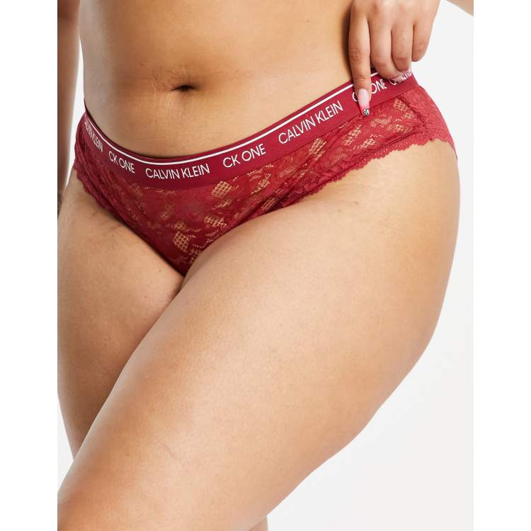 Calvin Klein Plus Size CK One lace bikini shape brief in red