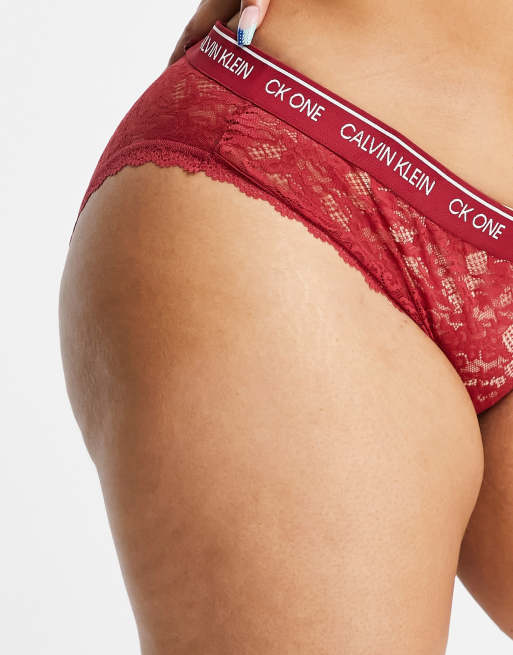 Calvin Klein Plus Size CK One lace lingerie set in red