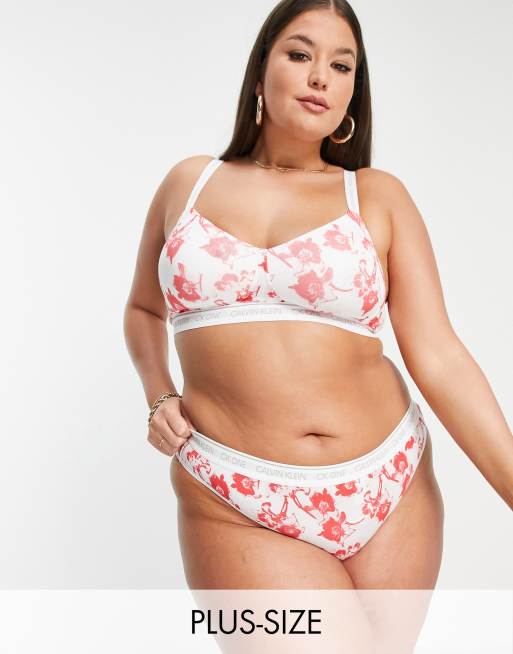 Calvin Klein Plus Size - CK One - String à logo - Rose fleuri