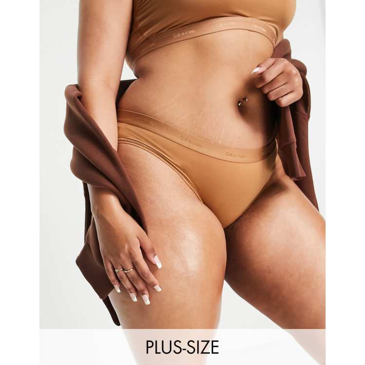 Calvin Klein Plus Size Form To Body bikini style brief with tonal logo in  sandalwood