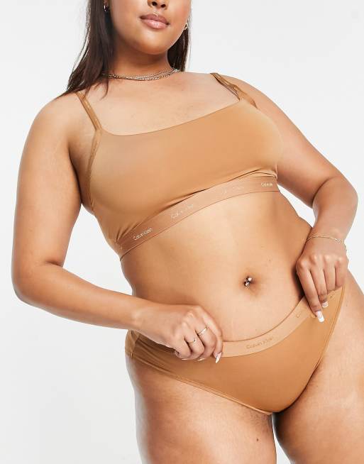 Calvin Klein Plus Size Form To Body lingerie set with tonal logo in  sandalwood