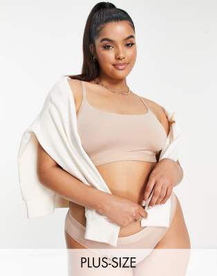 Form To Body Unlined Bralette With Tonal Logo In Cedar-neutral