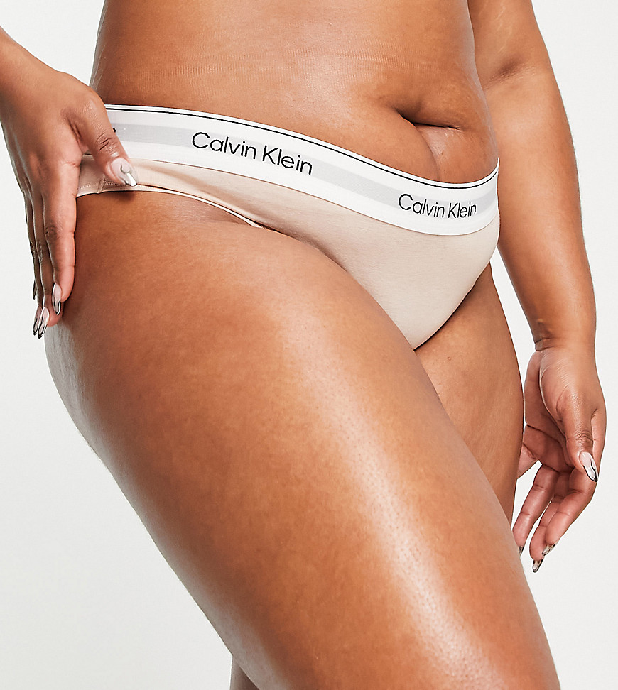 Calvin Klein Plus Size Modern Cotton bikini style brief in beige-Neutral