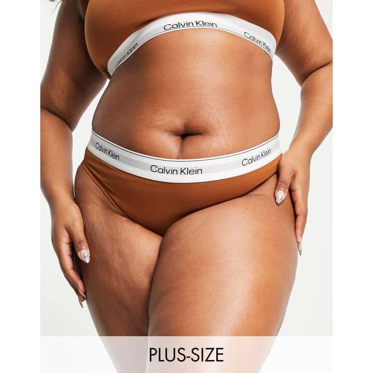 Calvin Klein Plus Size Modern Cotton bikini style brief in mid brown | ASOS