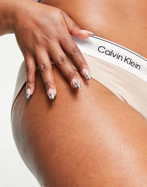 Calvin Klein Plus Size Modern Cotton bikini style briefs in beige