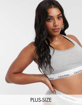 Calvin Klein Modern Cotton Lightly Lined Triangle Bralette In Grey