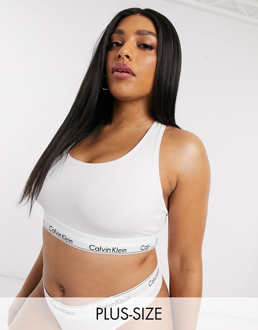 Calvin Klein Plus Size modern cotton bralette in white