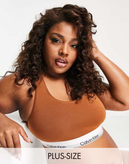Calvin Klein Plus Size - Modern Cotton - Mellembrun uforet bralette