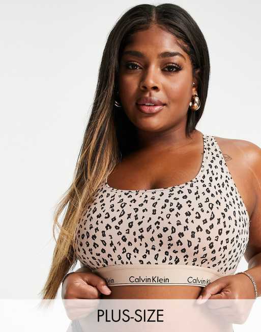 Calvin Klein Plus Size - Modern Cotton - Ongevoerde bralette in cheetahprint
