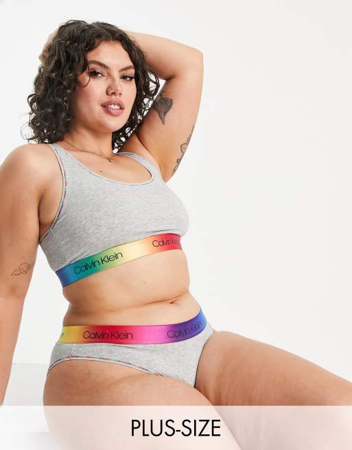 Calvin Klein Plus Size Modern Cotton Pride brief in gray rainbow