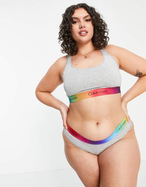 Calvin Klein Plus Size Modern Cotton Pride brief in grey rainbow