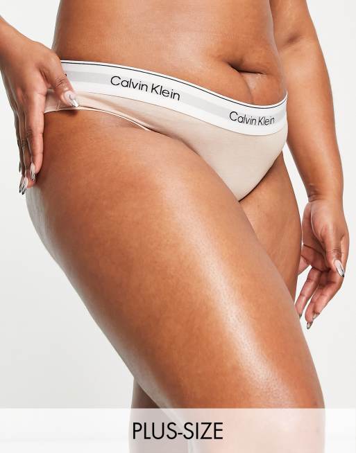 Calvin Klein Plus Size - Modern Cotton - Slip in bikinistijl in beige