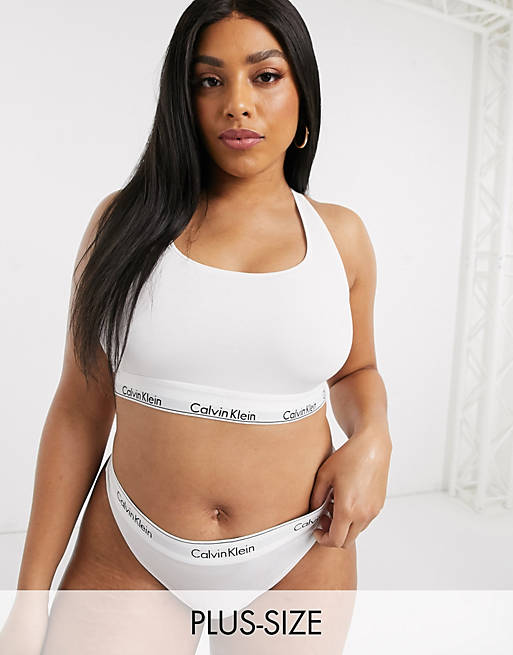 Calvin Klein Plus Size modern cotton thong in white