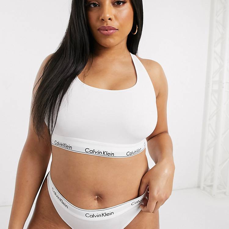 Calvin Klein Plus Size modern cotton thong in white | ASOS