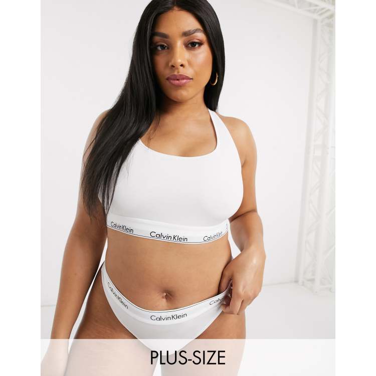 Calvin Klein Plus Size modern cotton thong in white | ASOS