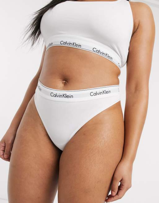 Calvin Klein Plus Size modern cotton thong in white