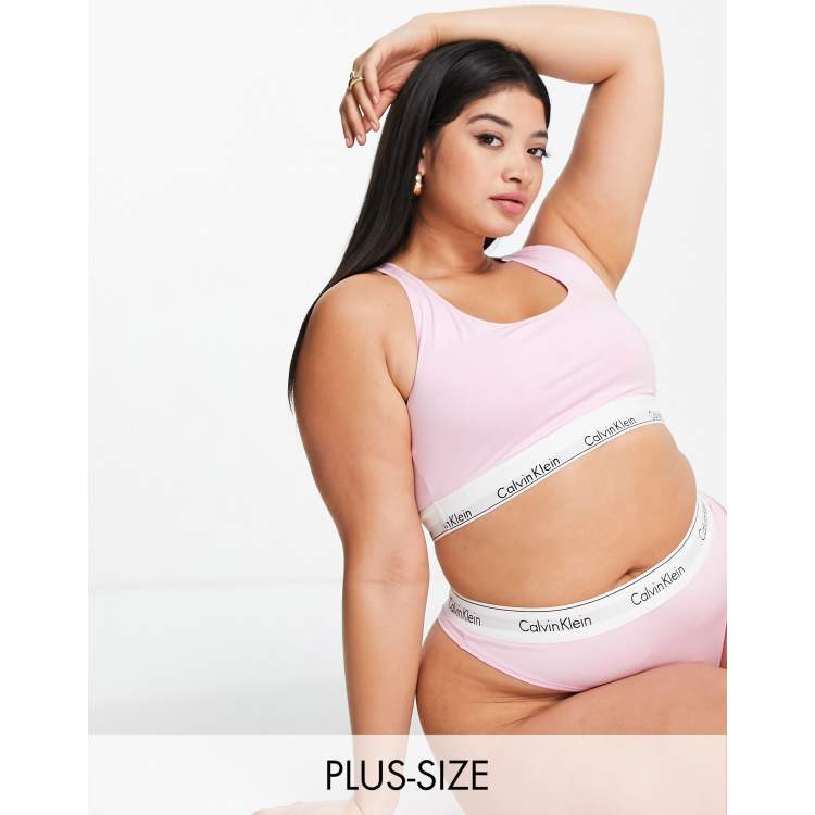 Calvin Klein Plus Size Modern Cotton unlined logo bralette in pale orchid |  ASOS