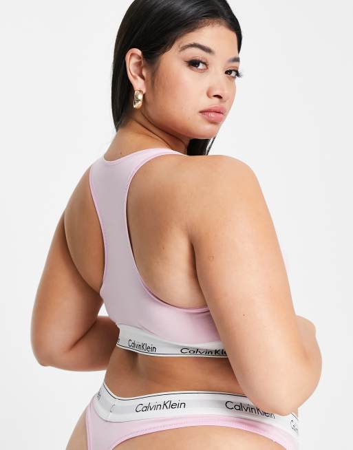 Calvin Klein Plus Size Modern Cotton unlined logo bralette in pale orchid