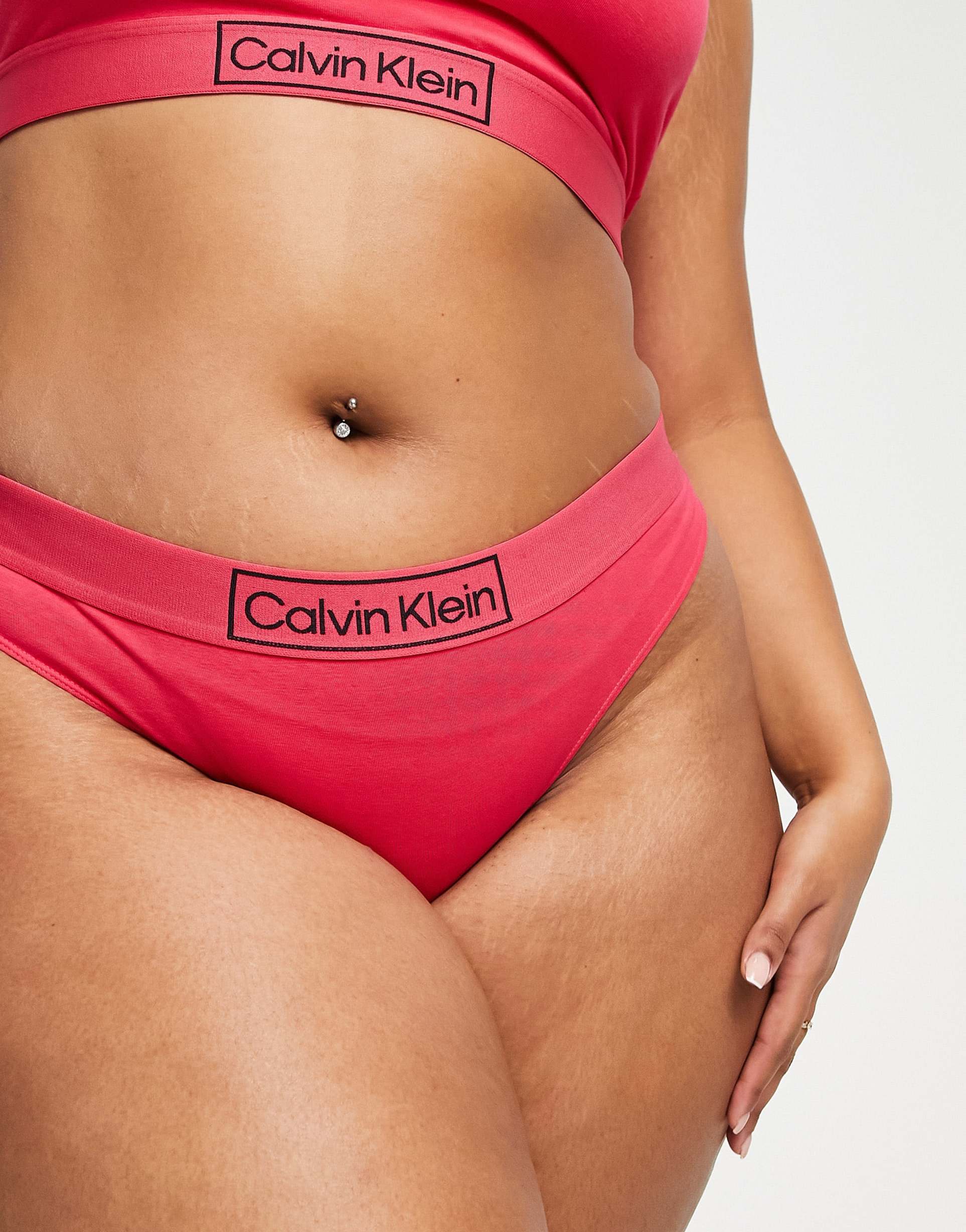 Calvin Klein Plus Size Reimagined heritage bikini style brief in hot pink view 4