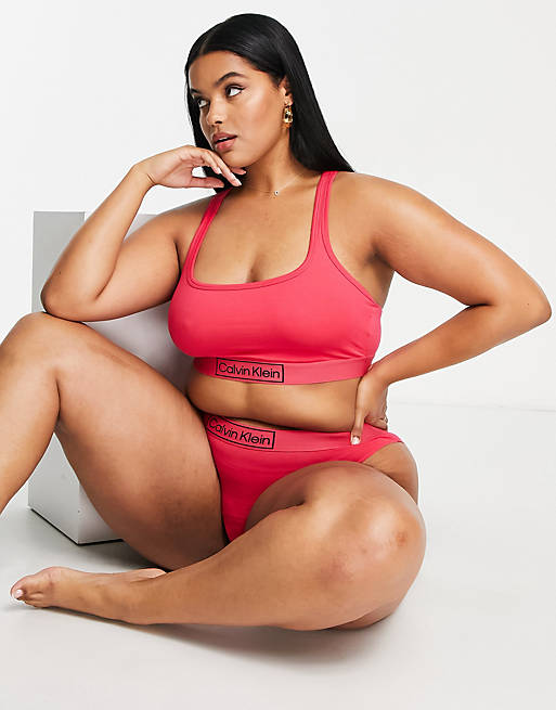 Calvin Klein Plus Size Reimagined heritage bikini style briefs in hot pink