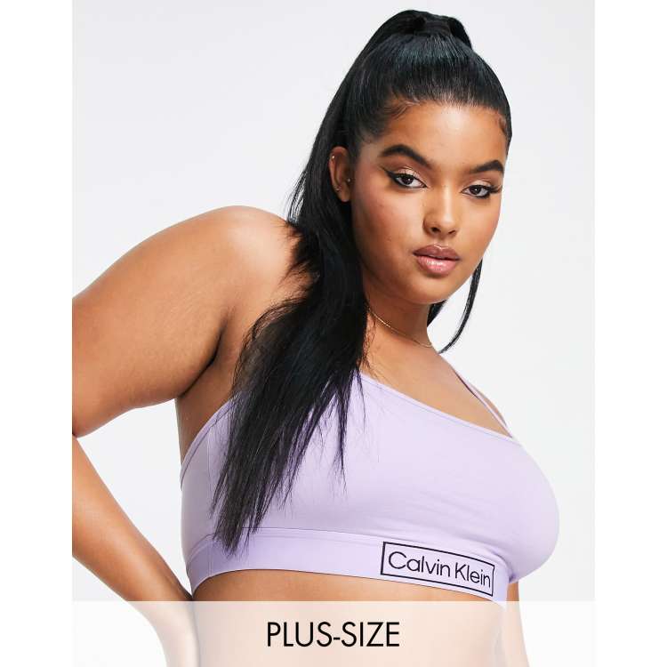 Calvin Klein Plus Size Reimagined Heritage unlined bralette in lilac ASOS