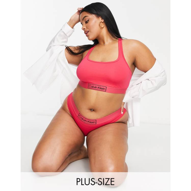 Calvin Klein Plus Size Reimagined heritage unlined crop bralette in hot pink