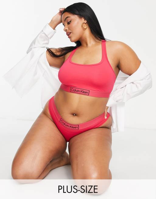 Calvin Klein Plus Size Reimagined heritage unlined crop bralette in hot  pink | ASOS