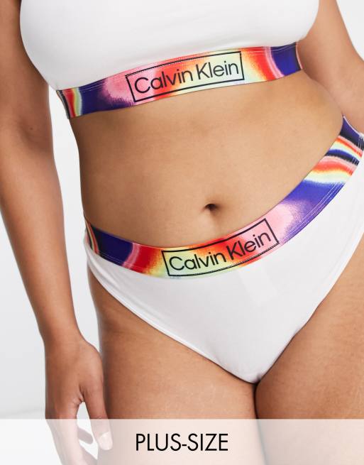 Calvin Klein Reimagined Pride cotton blend thong in white - WHITE